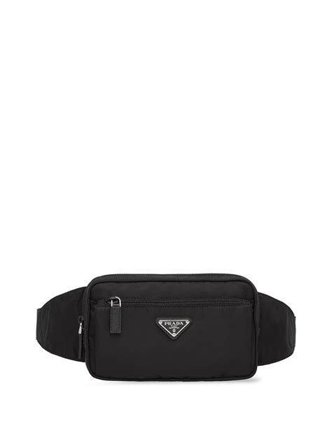 prada re-nylon logo-plaque belt bag|Black Re.